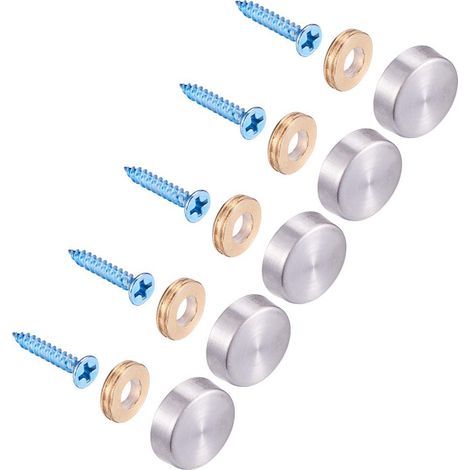 20 jeux de vis à miroir, clous à miroir en acier inoxydable de 22 mm avec décoration (1/5)
