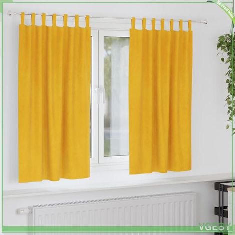 4107279 Rideaux occultants 2 pcs Jaune moutarde 140 x 175 cm Velours (1/4)