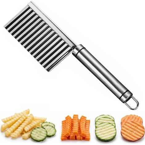 Couteau Ondulé, Découper Facilement des Lamelles Ondulées Couteau Crinkle, Trancheuse a Frites, Nettoyage Facile et Sans Souci : Évite la Prolifération des Bactéries (1/5)