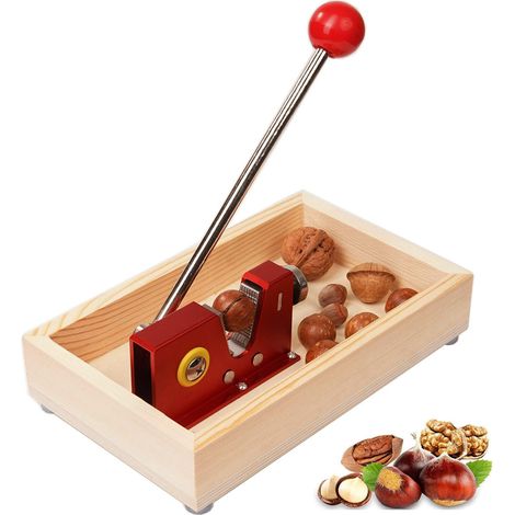 Casse Noix Cracker De Coquille Macadamia Opener. Poignée en Métal Durable Et Organisateur en Bois pour La Noisette. Noix du Brésil. Amandes. Pécan. Grenoble (Amélioré) (1/5)