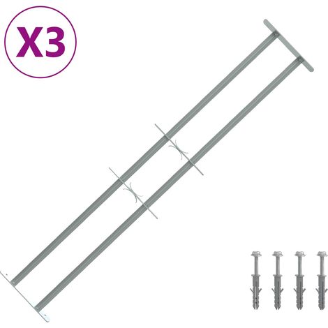 vidaXL Security Grille for Windows with 2 Crossbars 3 pcs 930-1740 mm