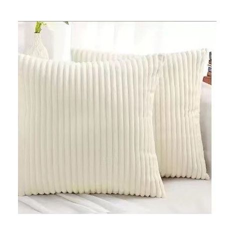 Lot de 2 Beige Housse de Coussin  40x40 cm en Velours Côtelé avec Fermeture Eclair Caché pour Décoration Coussin Salon