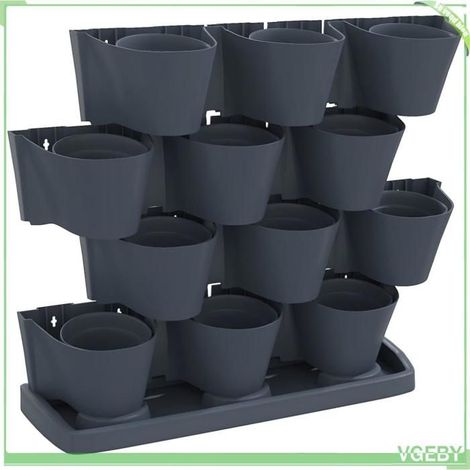 Jardinière suspendue - FAFEICY - 152206 - 12 pcs - Anthracite - Polypropylène anti-UV (1/5)