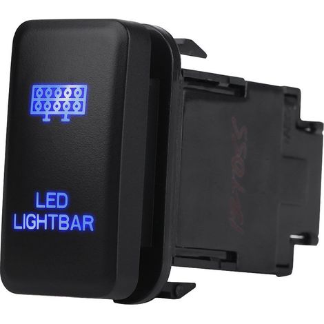 Interrupteur à double lampe, 12 V 0,5 A, 38,75 x 20,8 mm, interrupteur à double lampe bleu avec câble de 200 mm et bande lumineuse LED. (1/5)