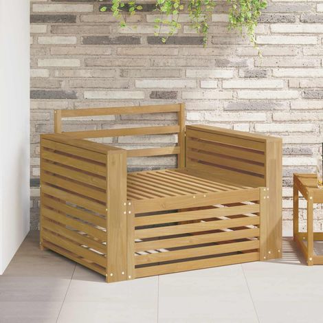 Canapé de Jardin 1 Place en Bois d'Acacia Massif Blanc - Fauteuil d'Extérieur Modulable, 28kg - PANGIVO (1/5)