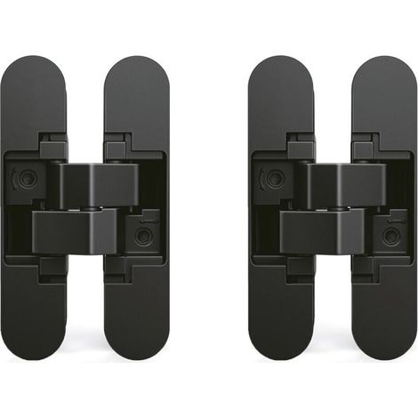 Cerniera invisibile per porte, Set di 2 cerniere invisibili per porte pesanti, capacità di carico 40 kg, apertura 180º, zamak, nero, da (1/4)