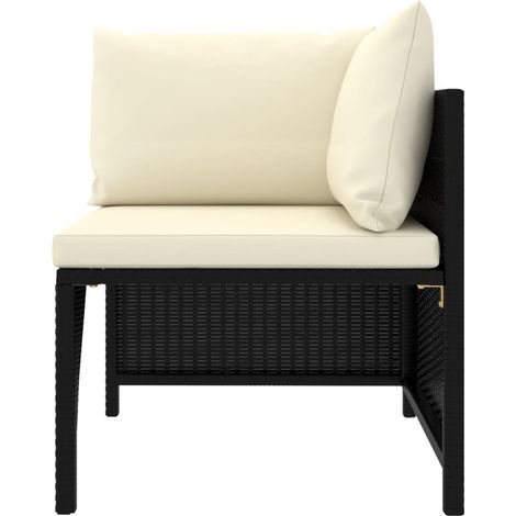 Canapé de jardin,Canapé d'angle sectionnel avec coussins Noir Résine tressée CFW427199 (1/5)