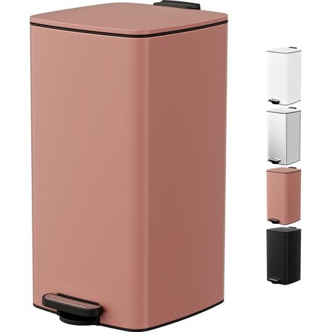 Mülleimer 30L aus Stahl, Küche Abfalleimer, Rosa
aus Edelstahl mit Soft-Close-Deckel, Pedal und Inneneimer, Treteimer für Küche, Wohnbereich und Büro (1/5)