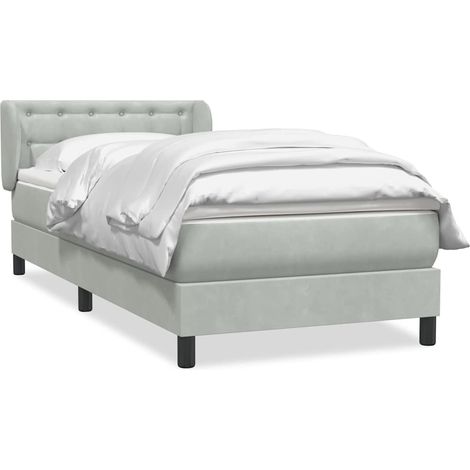 Maison Exclusive - Sommier à lattes de lit et matelas gris clair 90x210 cm velours (1/5)