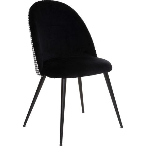 Stuhl Slano - Samt - Metallbeine - schwarz und weiß - Atmosphera créateur d'intérieur (1/5)
