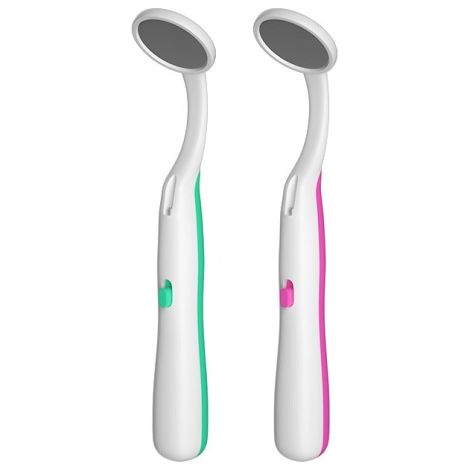 Stück LED-Mundspiegel für die zahnärztliche Untersuchung mit hellem LED-Licht für die Zahnpflege (Grün + Rosa) (1/5)
