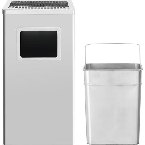 Maison Exclusive - Papelera con cenicero 45 L Acero Inoxidable (1/5)