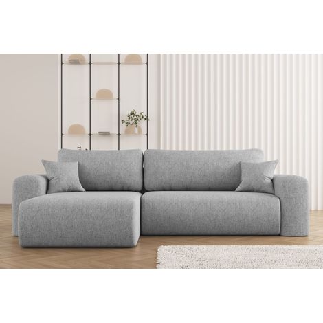Kaiser Möbel Ecksofa mit Schlaffunktion , L-förmiges Sofa,Capri Stoff Neve Links Grau (1/4)