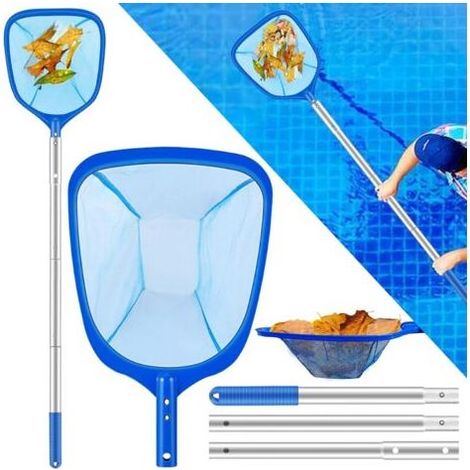 Écumoire de piscine, épuisette avec manche télescopique robuste en aluminium de 115 cm, Écumoire à mailles fines pour spas, jacuzzis et bassins de jardin (1/5)