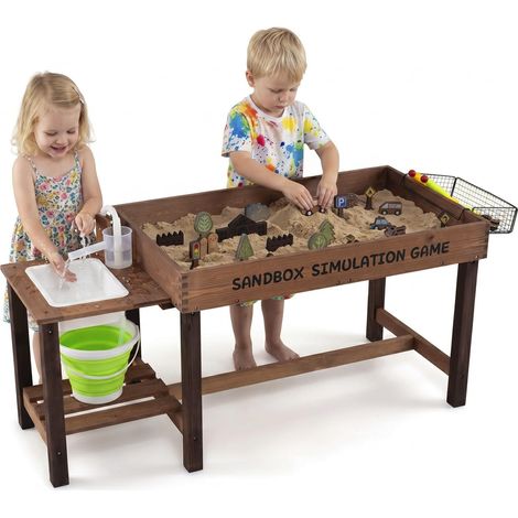 COSTWAY Sabbiera per Bambini da Esterno, in Legno con 33 Giocattoli (1/5)