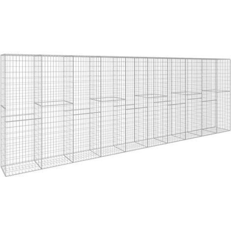Clôture en gabions avec bâche, acier galvanisé, 600 x 50 x 200 cm