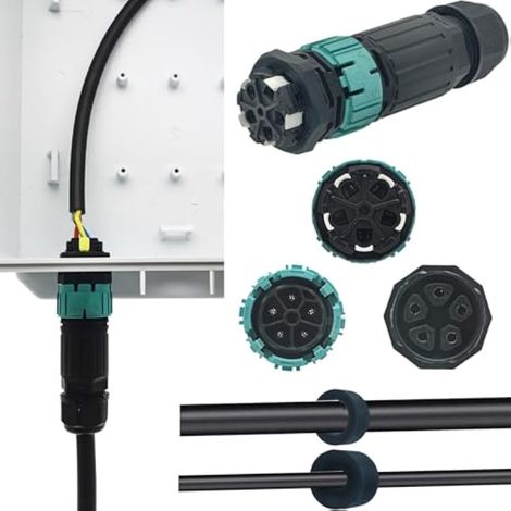 Raccord Électrique Étanches IP68, Connecteur étanche extérieur, Connecteur de prise étanche de type panneau, connecteur etanche pour Câble Ø 9 à 14 mm (5 Pôles) (1/5)