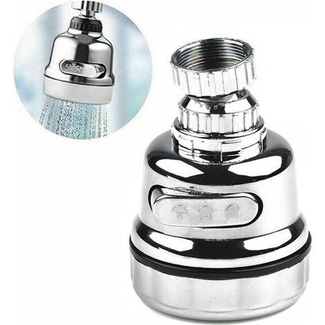 Bec de robinet de cuisine universel 360° rotatif – Pommeau de douchette transfert, argent, installation facile (1/5)