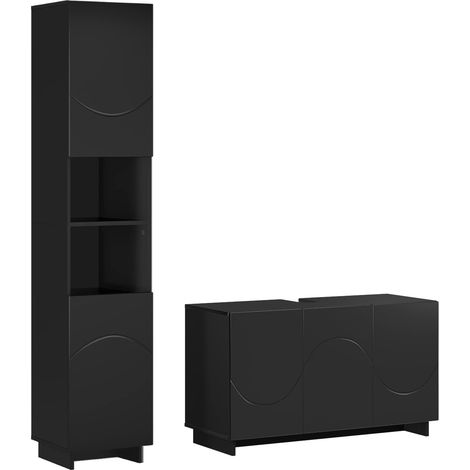 Badezimmerschrank-Set 2 stk. Schwarz Holzwerkstoff vidaXL (1/5)