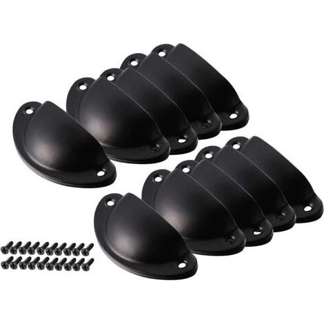 Lot de 10 poignées de tiroir vintage en coquillage antique avec vis Noir (1/5)