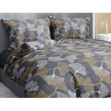 COPRIPIUMINO PETALI Oro in Puro cotone Made in Italy Cm. 155X200