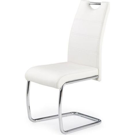 Chaise design simili cuir et acier chromé Jakarta - Blanc (1/2)