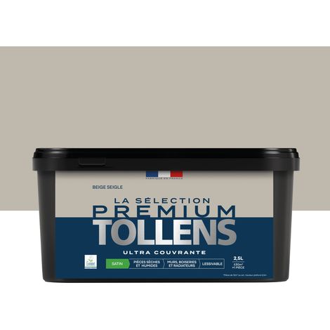 Tollens - Peinture intérieure couleurs - La Sélection Premium Satin - Ultra Couvrante - Beige Seigle 2,5 L - 30m²
