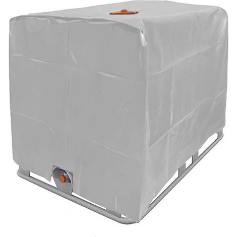 IBC-Tankabdeckung, Wassertankabdeckung, Schutzhülle aus 210D Oxford-Gewebe, staubdichte IBC-Schutzhülle für 1000-Liter-IBC-Container (Farbe: Silber) (1/5)
