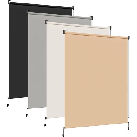 HOMEDEMO Store Enrouleur Exterieur Vertical de Balcon, 220 g/m² pour une bonne résistance, Protection Contre Les UV 50+ , Khaki,140l x 140L cm (1/5)