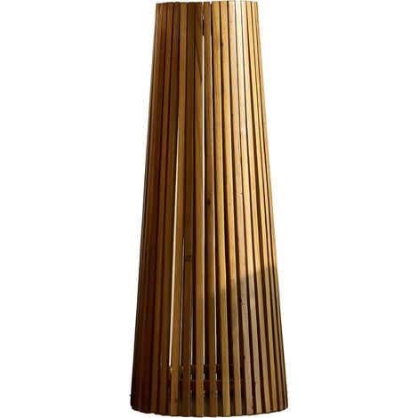 Lampadaire d'extérieur solaire en bois teck avec module LED blanc chaud et télécommande H90cm (1/5)