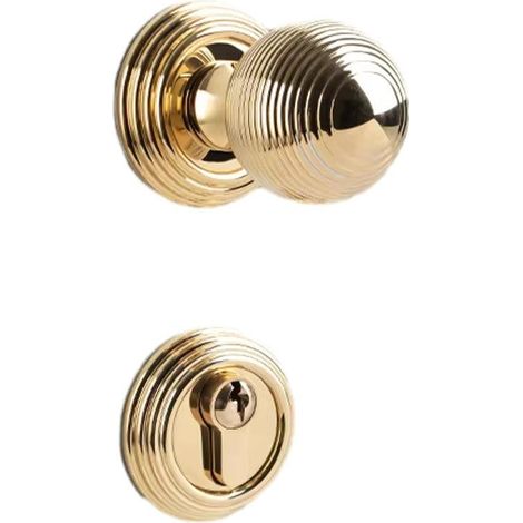 Ensemble de poignée de porte ronde de luxe, verrou de sécurité doré pour porte intérieure de chambre à coucher, bouton de confidentialité doré (1/5)
