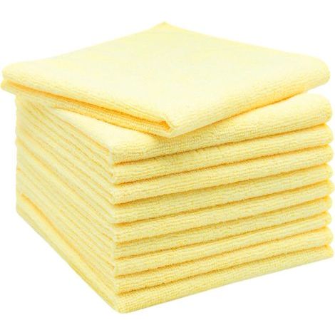 Set of 10 Microfiber Cloths, 32x32 cm, Yellow, Lint-Free, For Windows and Kitchen (1/5)