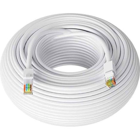 Câble Ethernet CAT6 200 pieds, câble de brassage réseau LAN haute vitesse (200 pieds, blanc) (1/5)
