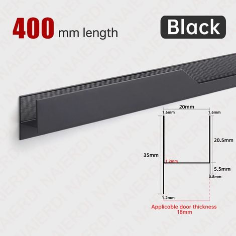 Poignées de porte longues Black Lightning (400 mm) en alliage d'aluminium, pour meubles et placards. (1/5)