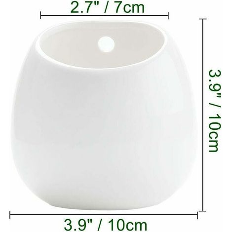 Set di 2 vasi da muro in ceramica bianca da 10 cm, decorazione per casa, giardino, feste e regalo creativo ideale. (1/3)