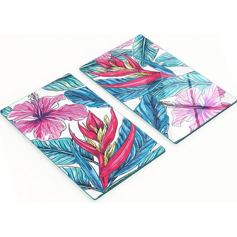 Taglieri e vassoi decorativi in vetro con motivo floreale e di palme, 2x30x52 cm (1/5)
