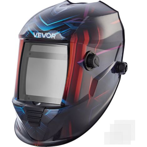 VEVOR Casco per Saldatura Auto-Oscurante, Cappuccio per Saldatura Energia Solare Colori Reali da 100 x 80 mm, 4 Sensori ad Arco, Tonalita 4/5-9/9-13 per Molatura TIG MIG ARC, Serie METIS (1/5)