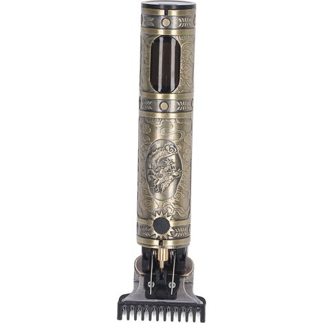 Tondeuse à cheveux professionnelle, portable et rechargeable, avec écran LCD, adaptée à une utilisation en extérieur, design tête de dragon, écran LCD doré. (1/5)