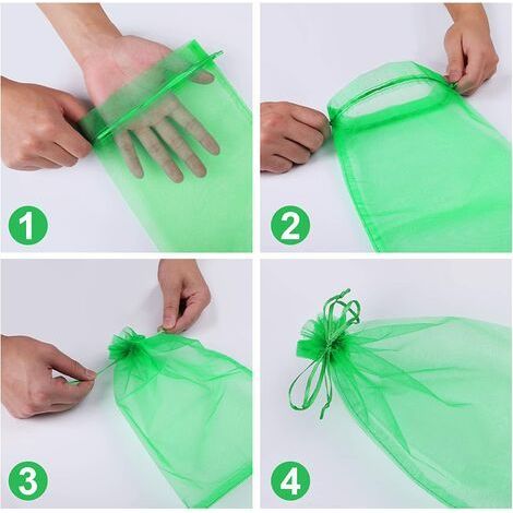 Filiyano-Sachets de protection pour fruits (100 pièces), sachets de protection pour raisins (20 x 30 cm), en organza de jardin avec cordon de serrage (1/5)
