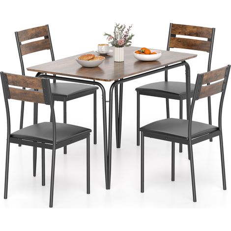 COSTWAY 5-Piece Dining Table Set Rectangular Kitchen Table & 4 Armless Chairs (1/5)