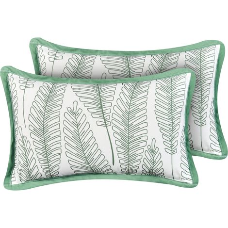 Lot de 2 Coussins d'Extérieur avec Motif Feuillage 30 x 50 cm Tissu Vert Meadow