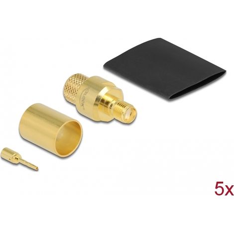 Delock SMA hembra para engarzar LMR400 con tubo termorretrÃ¡ctil a juego