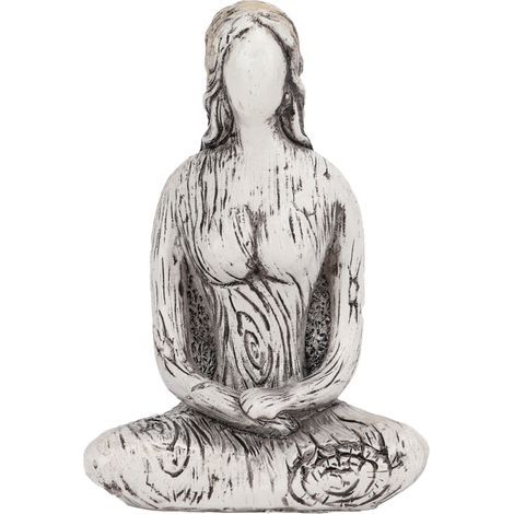 Yoga Pose Statue Synthetic Resin Simple Rustic Meditation Figurine for Home Decoration Ornament Yoga Studios GiftWhite