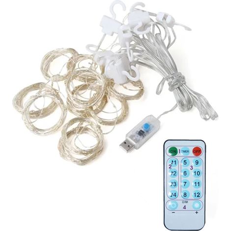 Guirlande lumineuse rideau LED, 4 modes musicaux, télécommande (3x3m, 300 LED, fil cuivre) (1/5)