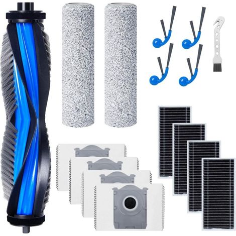 Kit d'accessoires pour ECOVACS DEEBOT T80 OMNI/X8 OMNI/X8 Pro OMNI Robot Aspirateur, 1 brosse principale, 4 filtres, 2 Lingettes Roller, 4 brosses latérales, 4 sacs à poussière, 1 brosse propre (1/4)