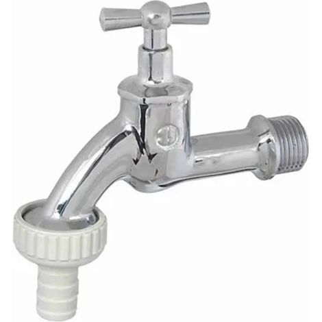 JS Valvola di scarico con raccordo portagomma, con parte superiore a manopola, 3/4'', cromato lucido, 0017302050001