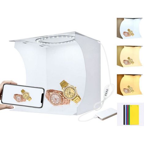 1 Boîte à lumière, portable, softbox intégré, 6 fonds, studio photo petits objets (1/5)