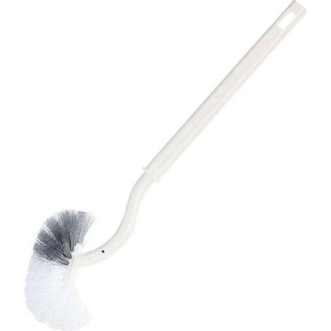 Brosse pour cuvette de toilette, brosse de salle de bain à poignée compacte, épurateur à angle de conception incurvée avec poils solides pour un nettoyage en profondeur (1/4)