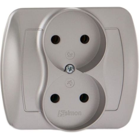 Simon Akord Doppelsteckdose b/u 16A IP20 metallisiertes Aluminium AG2/26