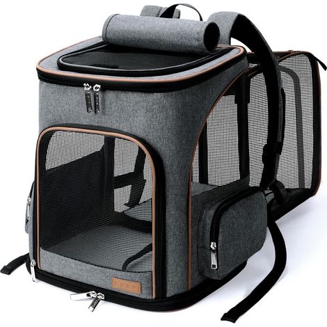 Sac à dos extensible pour animaux de compagnie - Cage de transport pliable pour chien et chat - Respirant et confortable pour voyage randonnée et vétérinaire (1/5)
